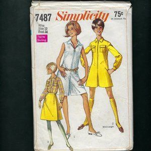 1967 Misses Pantdress & Front Wrap Skirt Pattern Sz 12 Complete